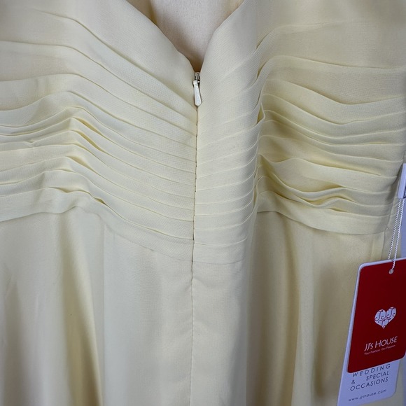 JJ's House Women's Bridesmaid Dress Size 14 Yellow A-Line Halter Ruched - Picture 9 of 12
